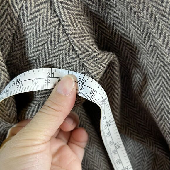 DKNY Tweed Jacket Brown Herringbone Wool Blazer Sport Coat 42R L Single Vent - Picture 8 of 9